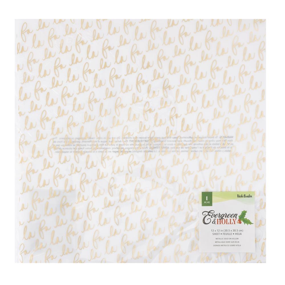 Fa La La 12x12 Foiled Vellum | Evergreen & Holly