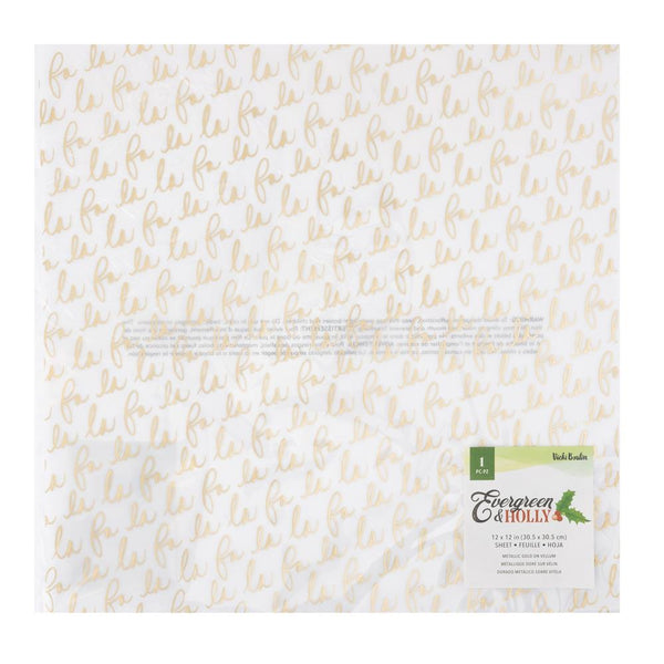 Fa La La 12x12 Foiled Vellum | Evergreen & Holly