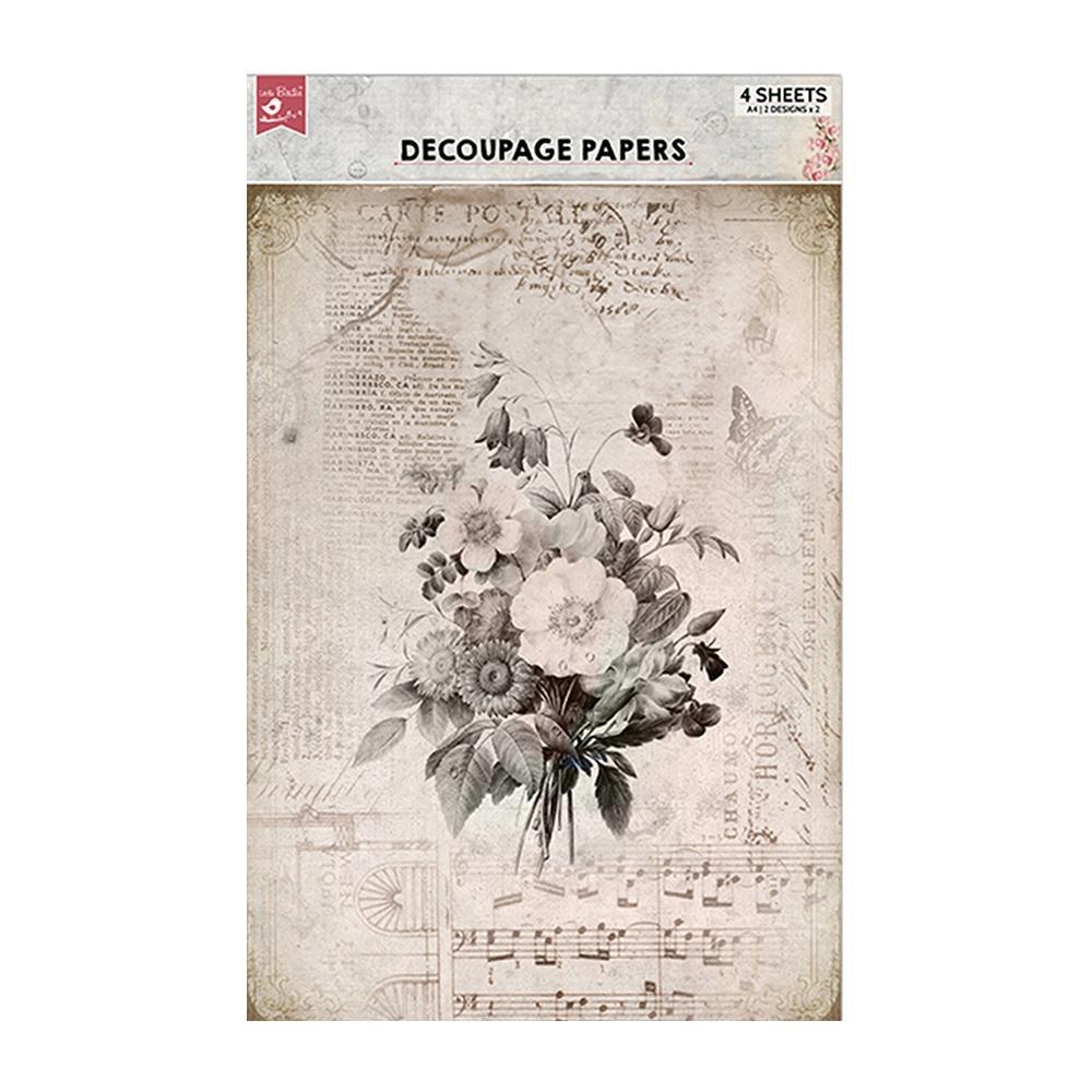 Melody Blooms A4 Decoupage Paper 4pk
