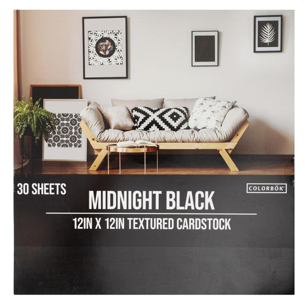 Midnight Black 12x12 Textured Cardstock