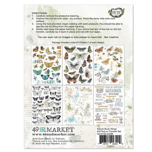 Wings 6x8 Rub-ons Pack {Nature Study}