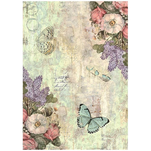 Wonderland Flowers + Butterflies A4 Rice Paper