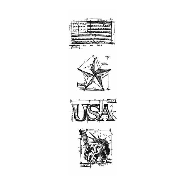 Americana Blueprints Cling Stamp Set | Tim Holtz