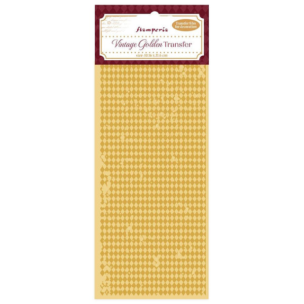 Vintage Golden Rhombus Pattern 4x8.5 Rub-on Transfer