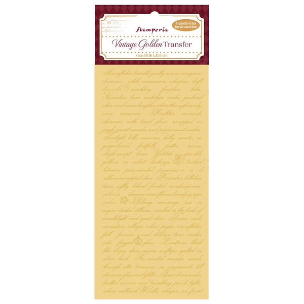 Vintage Golden Script Text 4x8.5 Rub-on Transfer