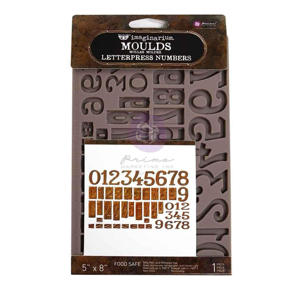 Letterpress Numbers 5x8 Silicone Decor Mould | Finnabair