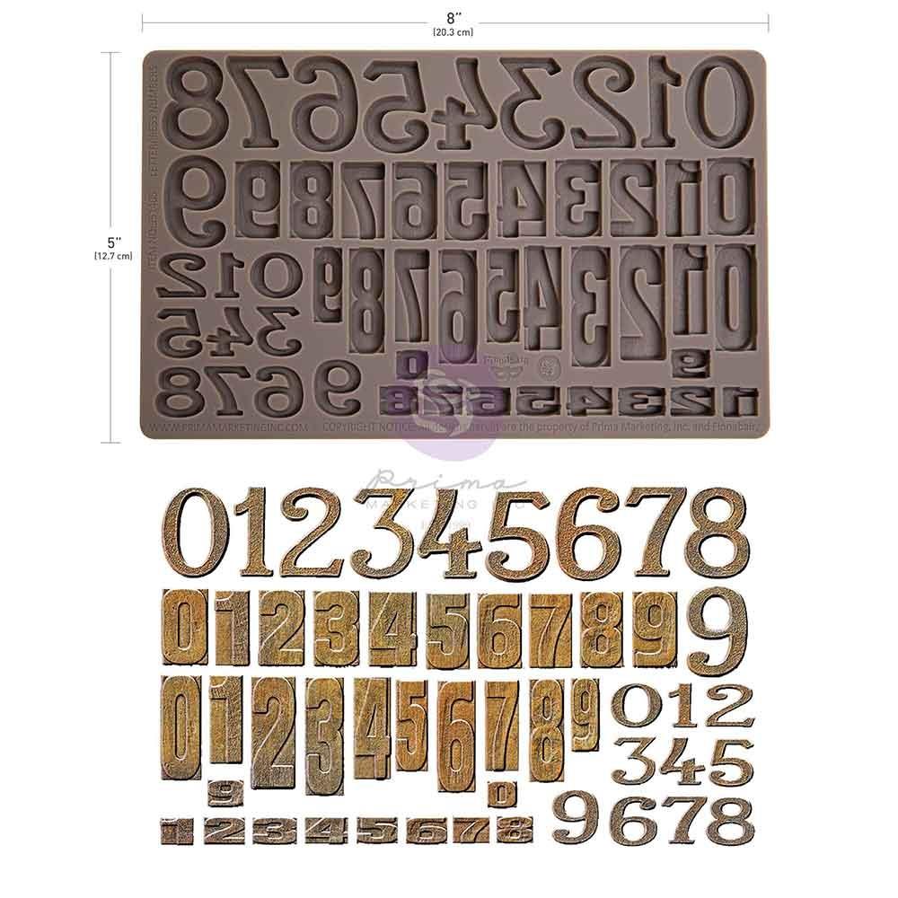 Letterpress Numbers 5x8 Silicone Decor Mould | Finnabair
