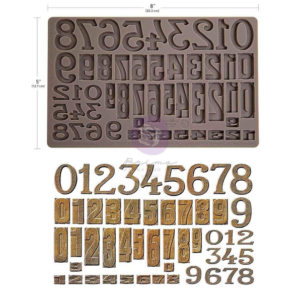 Letterpress Numbers 5x8 Silicone Decor Mould | Finnabair