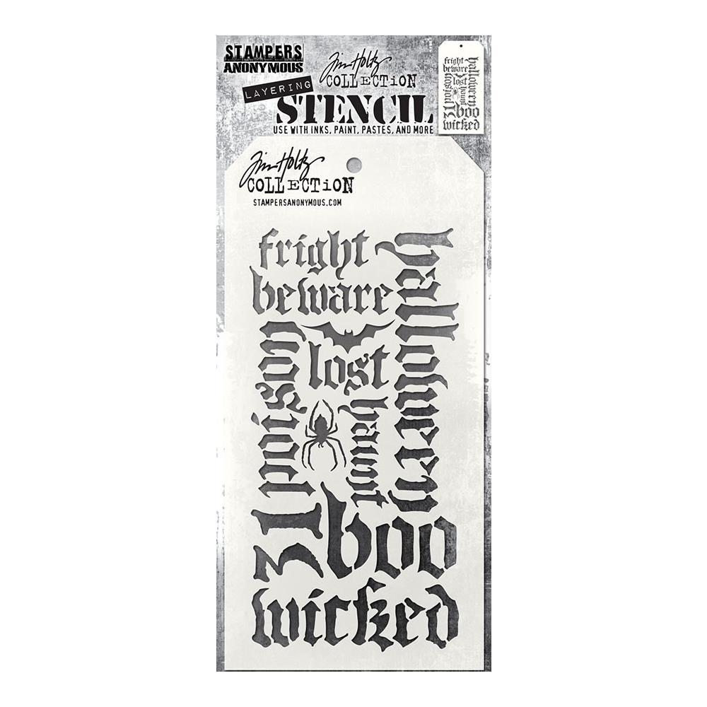 Halloween Script Slimline (4x8.5) Layering Stencil {Halloween} | Tim Holtz
