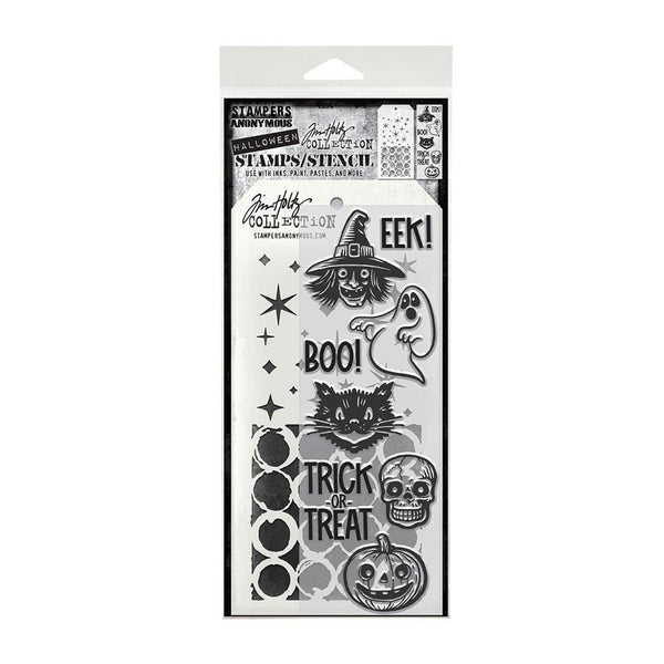 Retro Frights Mixed Media Stamp + Stencil Set {Halloween} | Tim Holtz