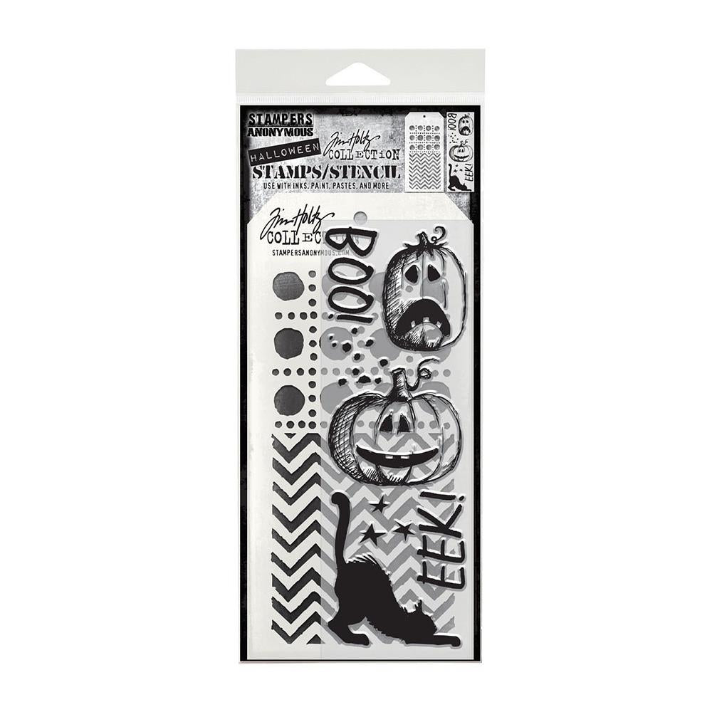 Eek a Boo Mixed Media Stamp + Stencil Set {Halloween} | Tim Holtz