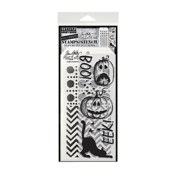 Eek a Boo Mixed Media Stamp + Stencil Set {Halloween} | Tim Holtz