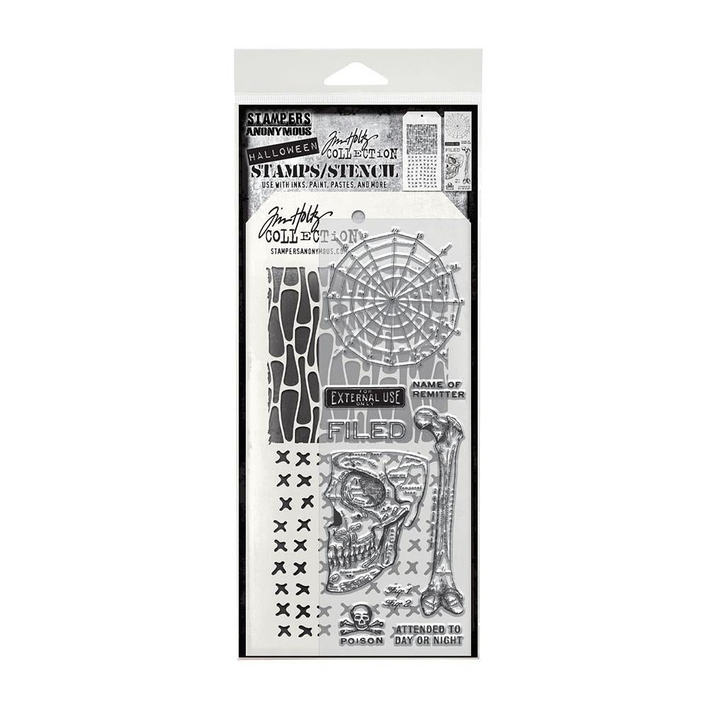 Anatomy Mixed Media Stamp + Stencil Set {Halloween} | Tim Holtz