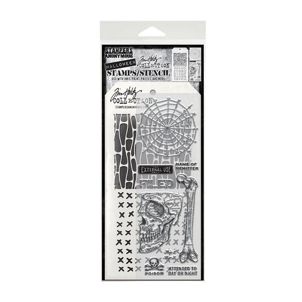 Anatomy Mixed Media Stamp + Stencil Set {Halloween} | Tim Holtz
