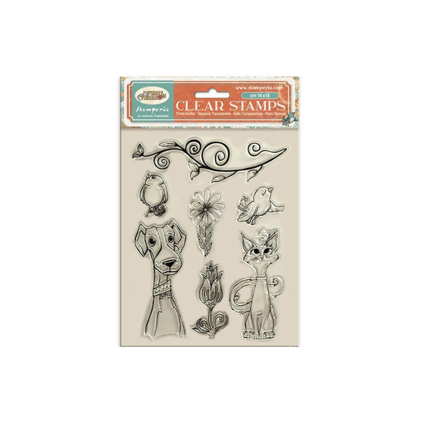 {coming soon!} Dog, Cat, and Flowers Acrylic Stamp Set | Furry Friends