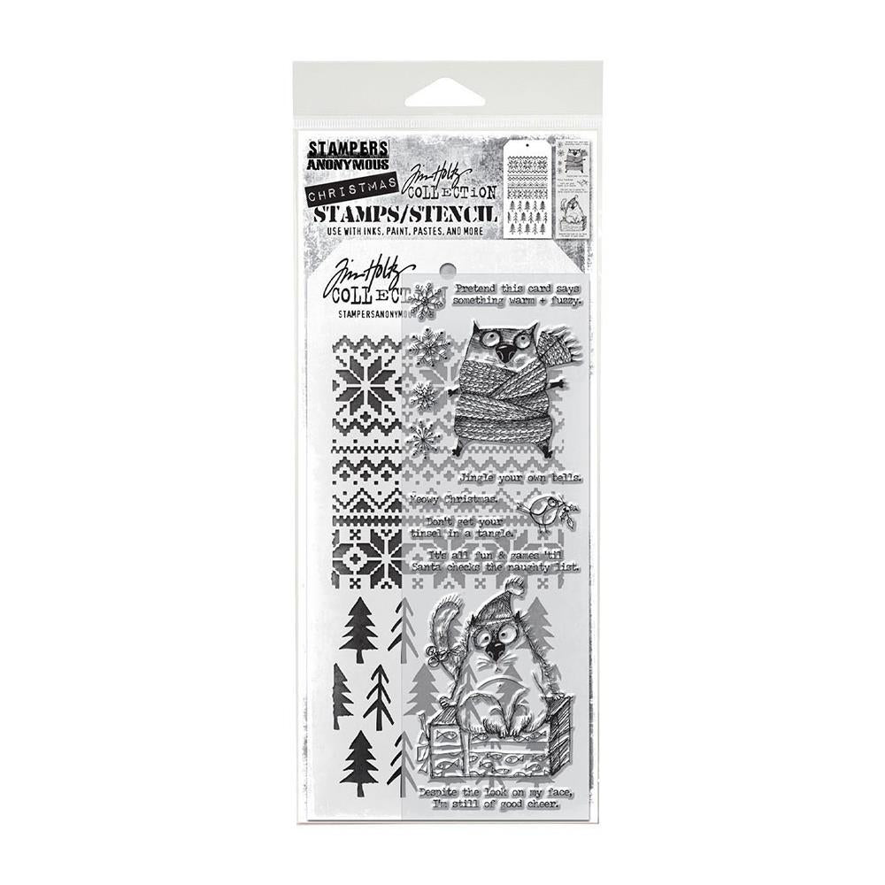 Snarky Cat Christmas Stamp + Stencil Set No. 34