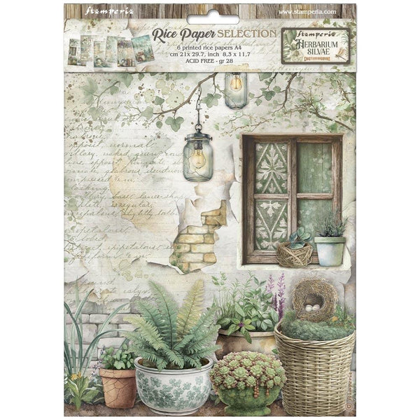 succulent scrapbook paper Herbarium Silvae A4 Rice Paper