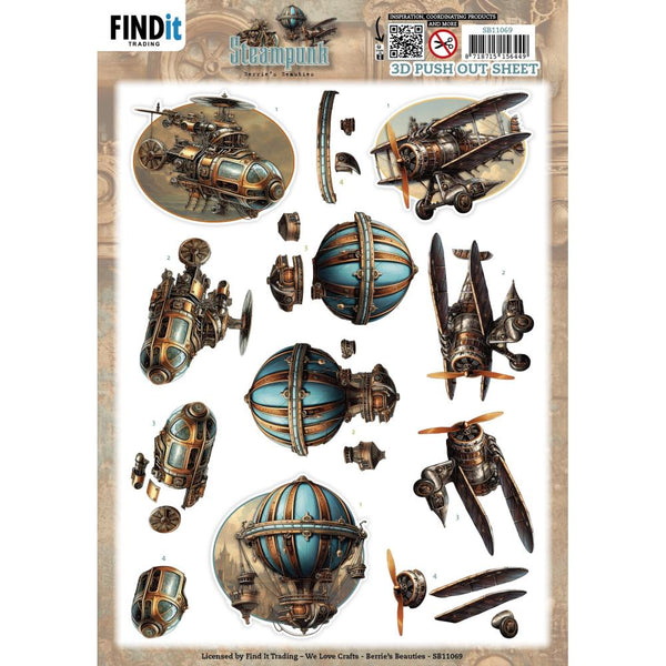 Steampunk In the Air 3D Pushout Die Cut Sheet