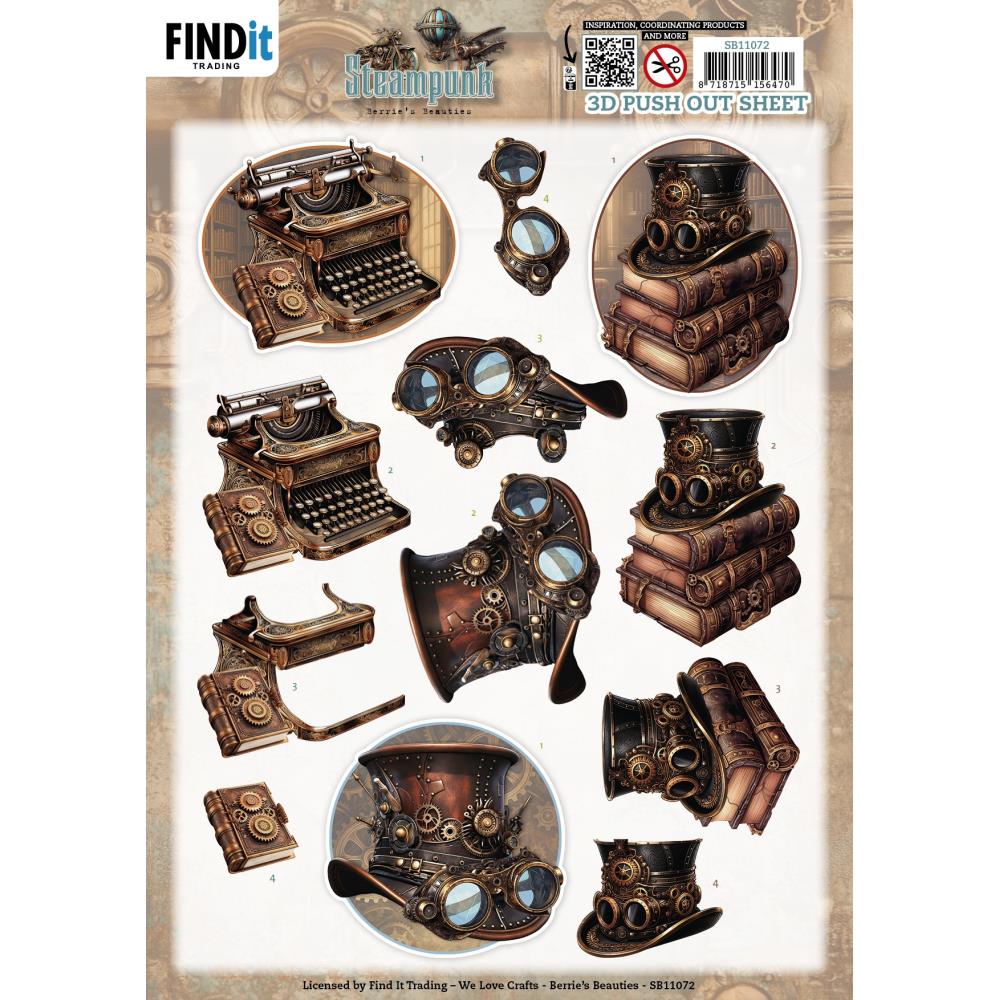 Steampunk Objects 3D Pushout Die Cut Sheet