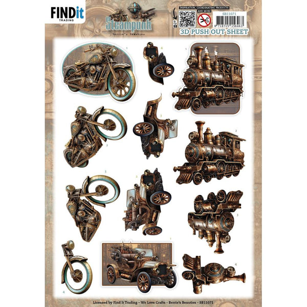 Steampunk Vehicles 3D Pushout Die Cut Sheet