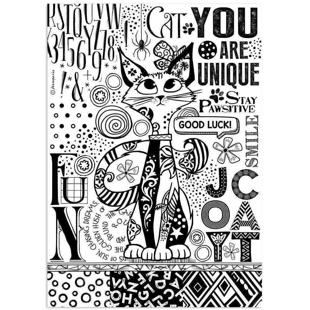 Furry Friends One Color Cat A4 Rice Paper Sheet | Antonis Tzanidakis