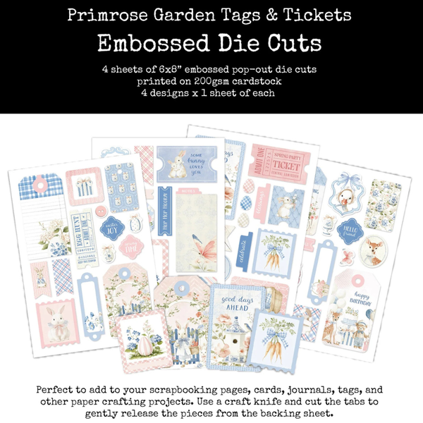 Primrose Garden Tags & Tickets Embossed Die Cuts