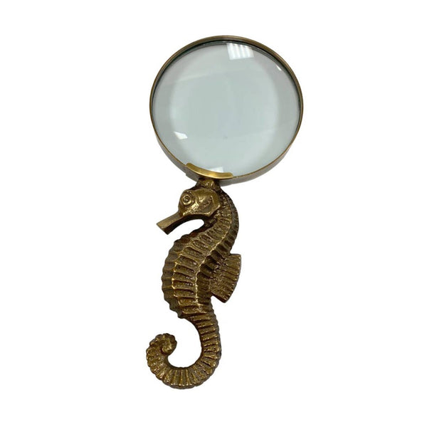 Seahorse Magnifying Glass in Antiqued Brass