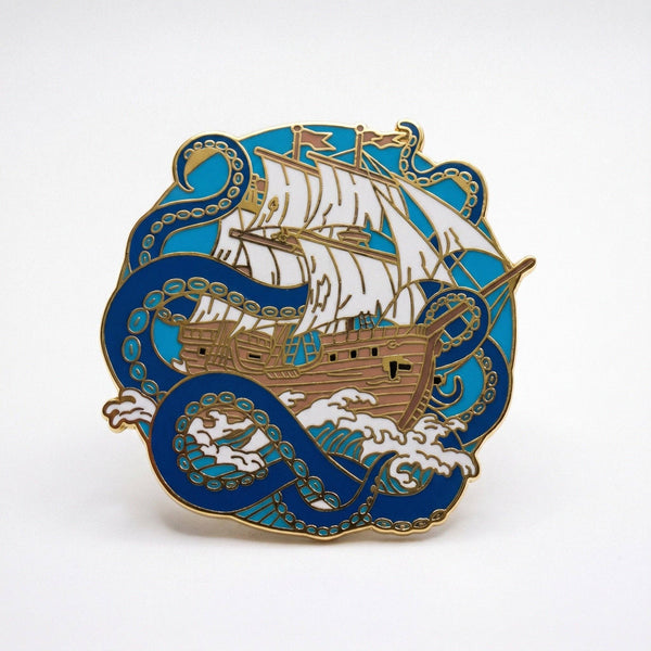 Kraken Ship Enamel Pin