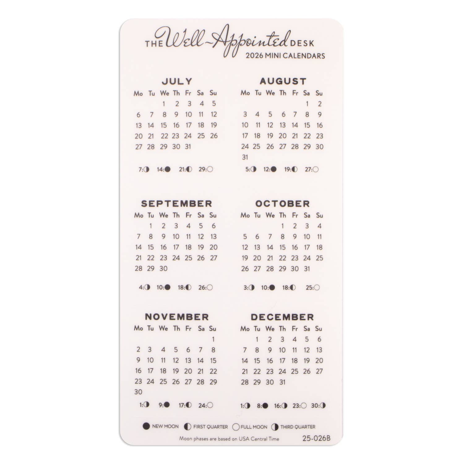 2026 Mini Monthly Calendar Sticker Sheet 2pk
