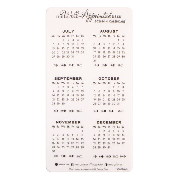 2026 Mini Monthly Calendar Sticker Sheet 2pk