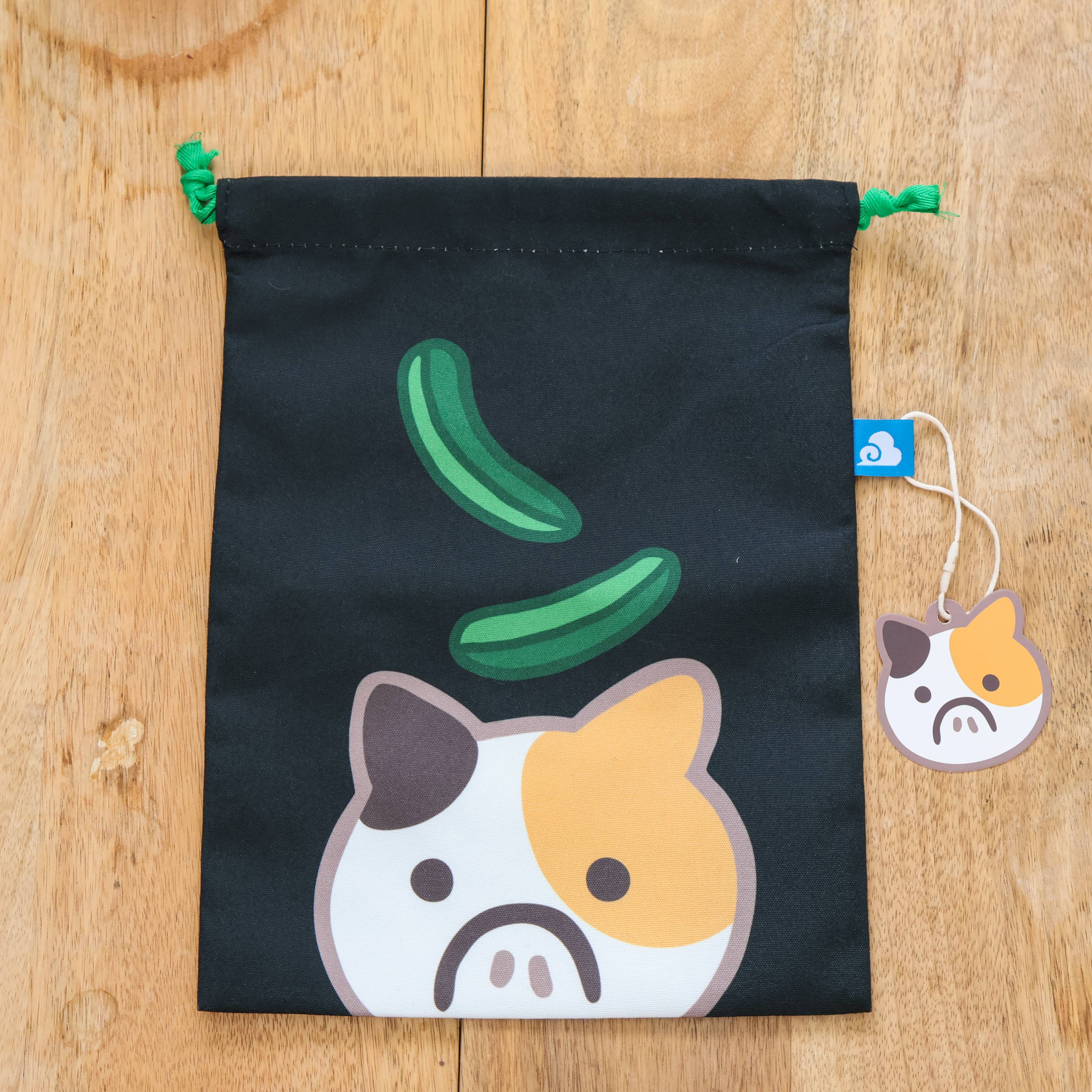 Cucumber Cat Drawstring Pouch Bag