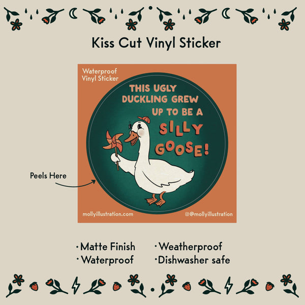 Silly Goose Cartoon Waterproof Vinyl Sticker
