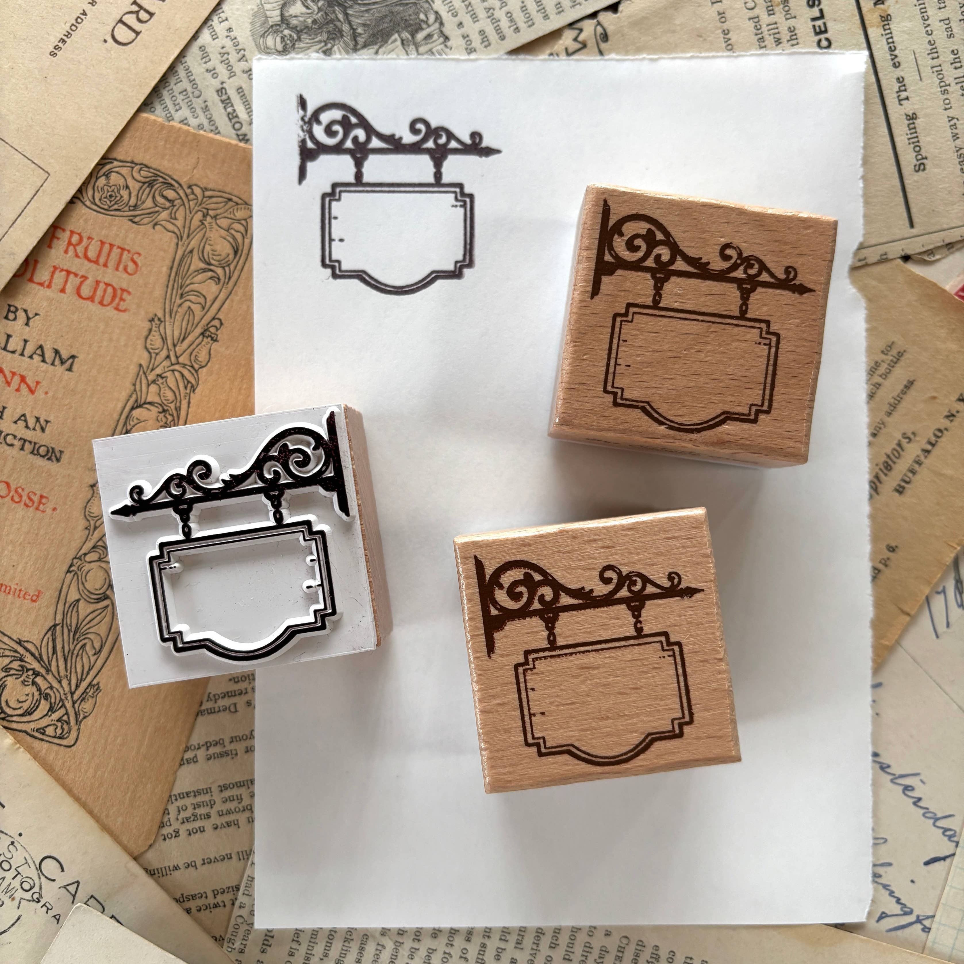 Hanging Shop Sign Rubber Stamp