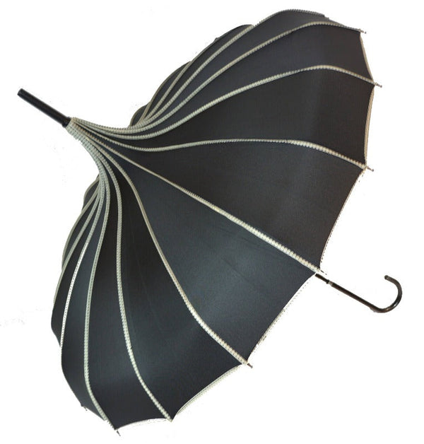 Black Ribbed Pagoda Umbrella