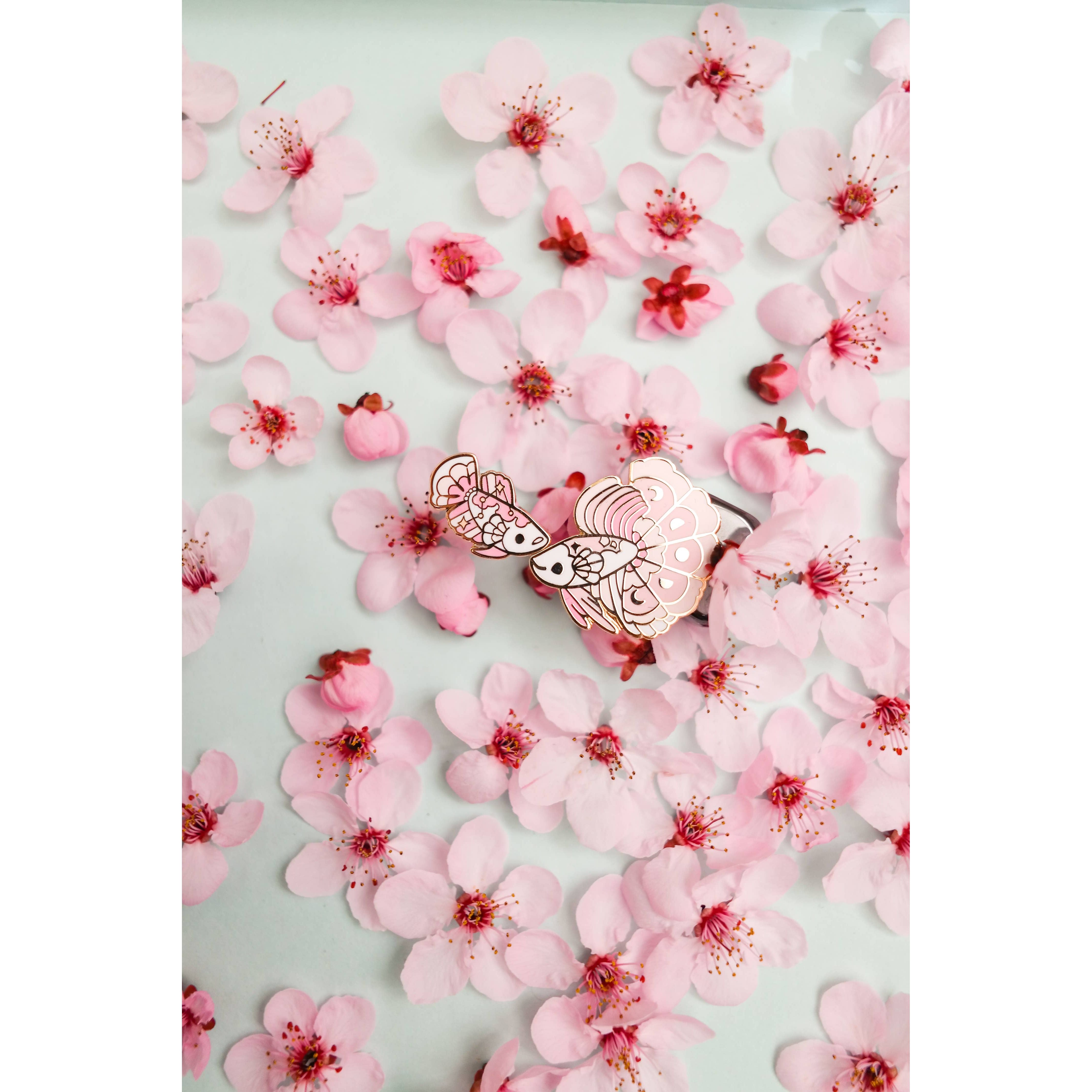 Sakura Halfmoon Betta Enamel Pin Set