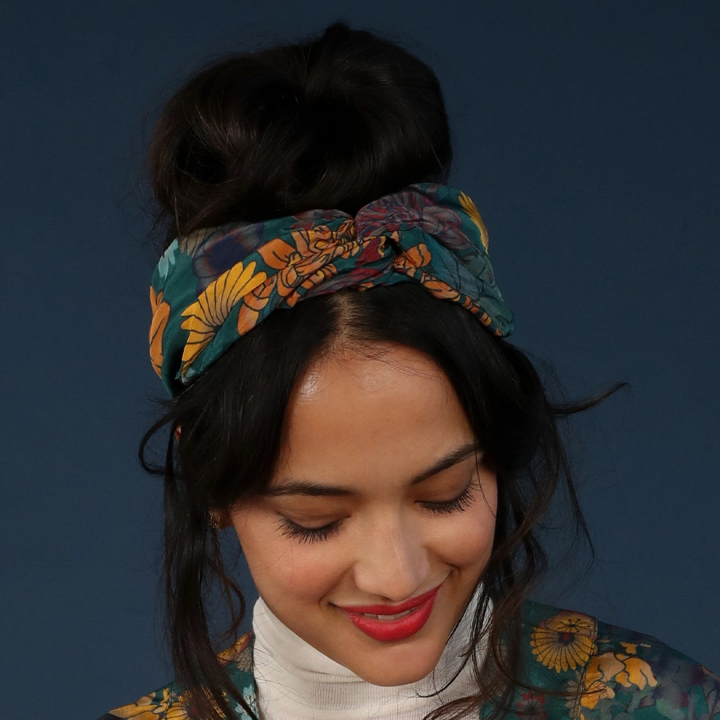 Trailing Wisteria in Teal Elastic Headband {Black Friday Deal}