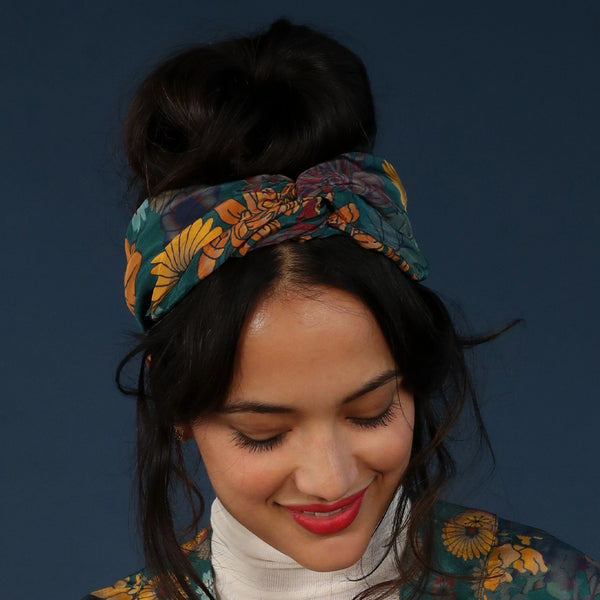 Trailing Wisteria in Teal Elastic Headband {Black Friday Deal}