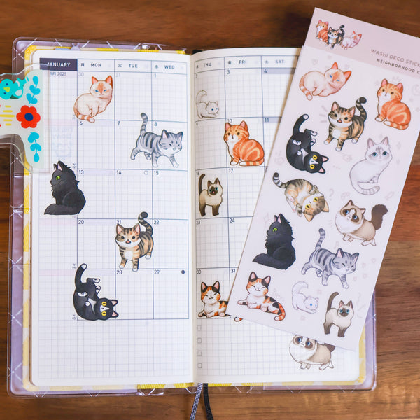 Neighborhood Cats Washi Sticker Sheet