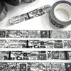 Postal Grunge Black and White Washi Tape