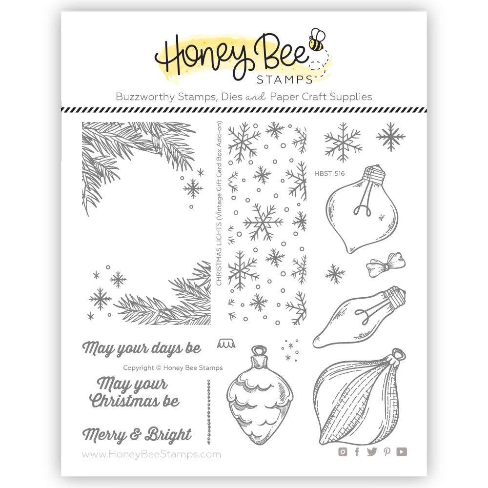 Christmas Lights 6x6 Clear Stamp Set | Vintage Gift Card Box Add-On {Retired}