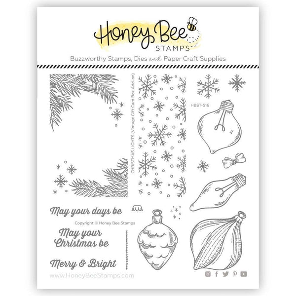Christmas Lights 6x6 Clear Stamp Set | Vintage Gift Card Box Add-On {Retired}