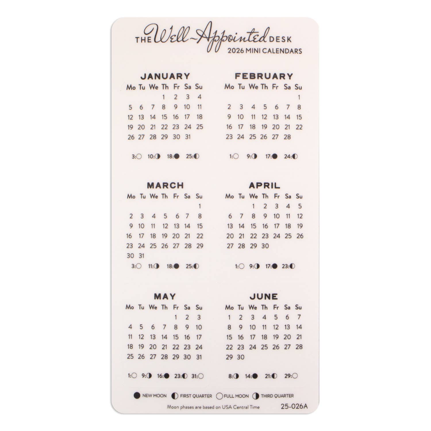 2026 Mini Monthly Calendar Sticker Sheet 2pk