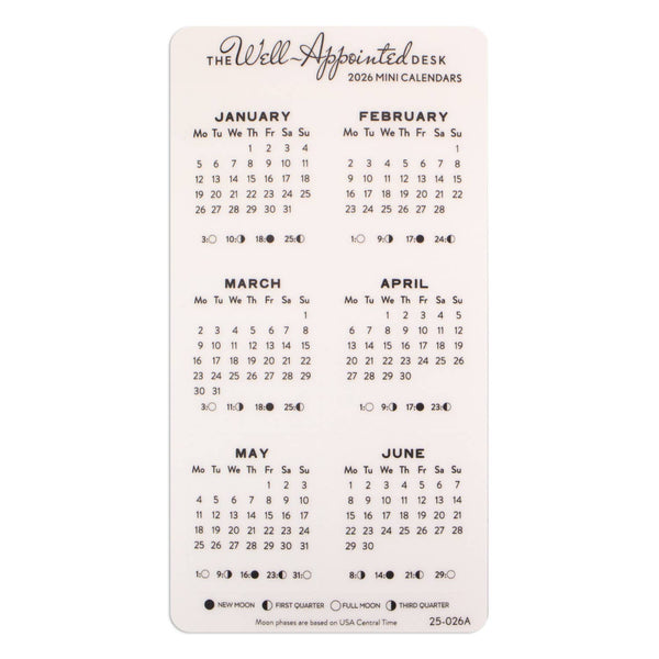 2026 Mini Monthly Calendar Sticker Sheet 2pk