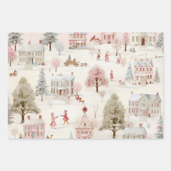 Vintage Pink Christmas Wrapping Paper Trio