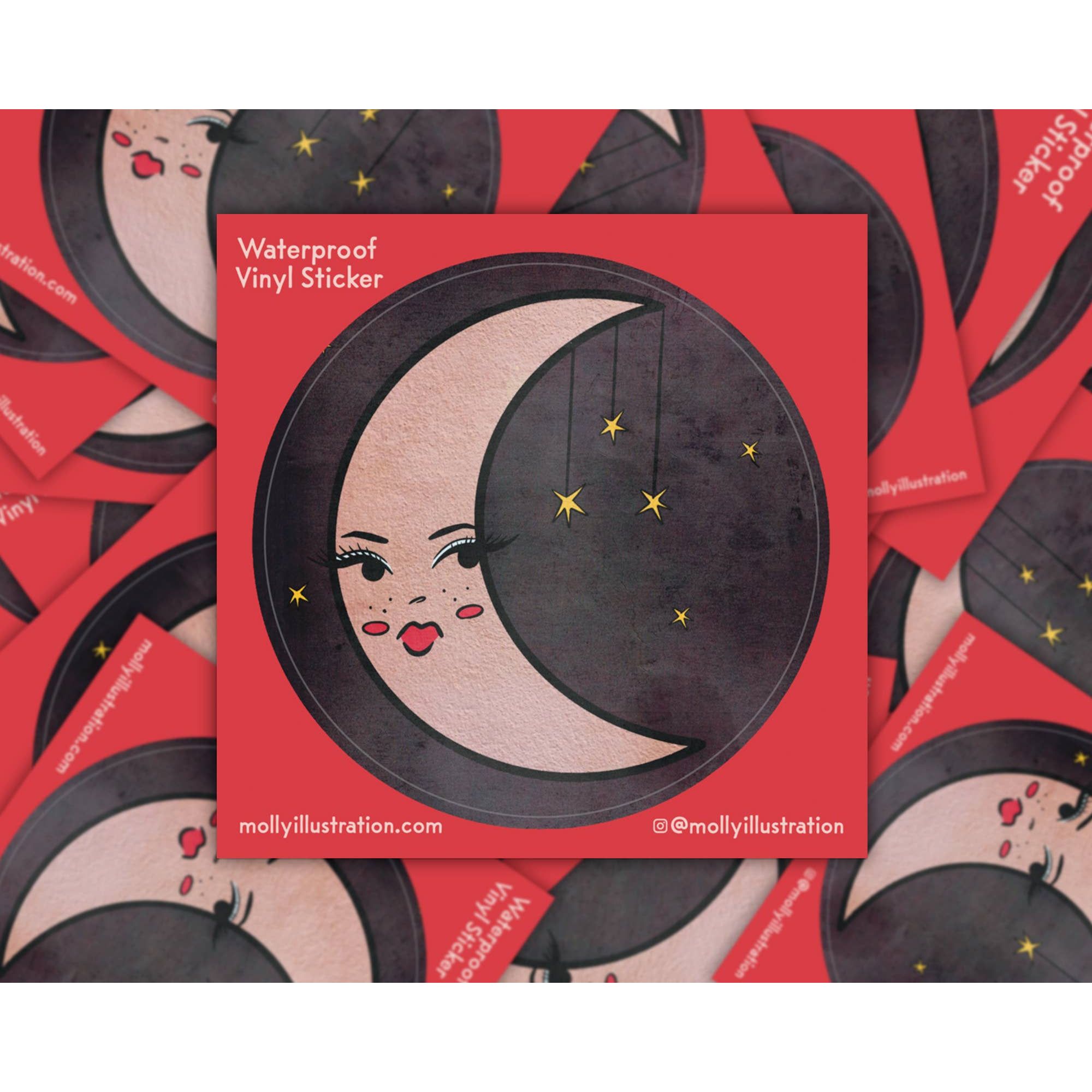 Pouty Moon Cartoon Vinyl Waterproof Sticker