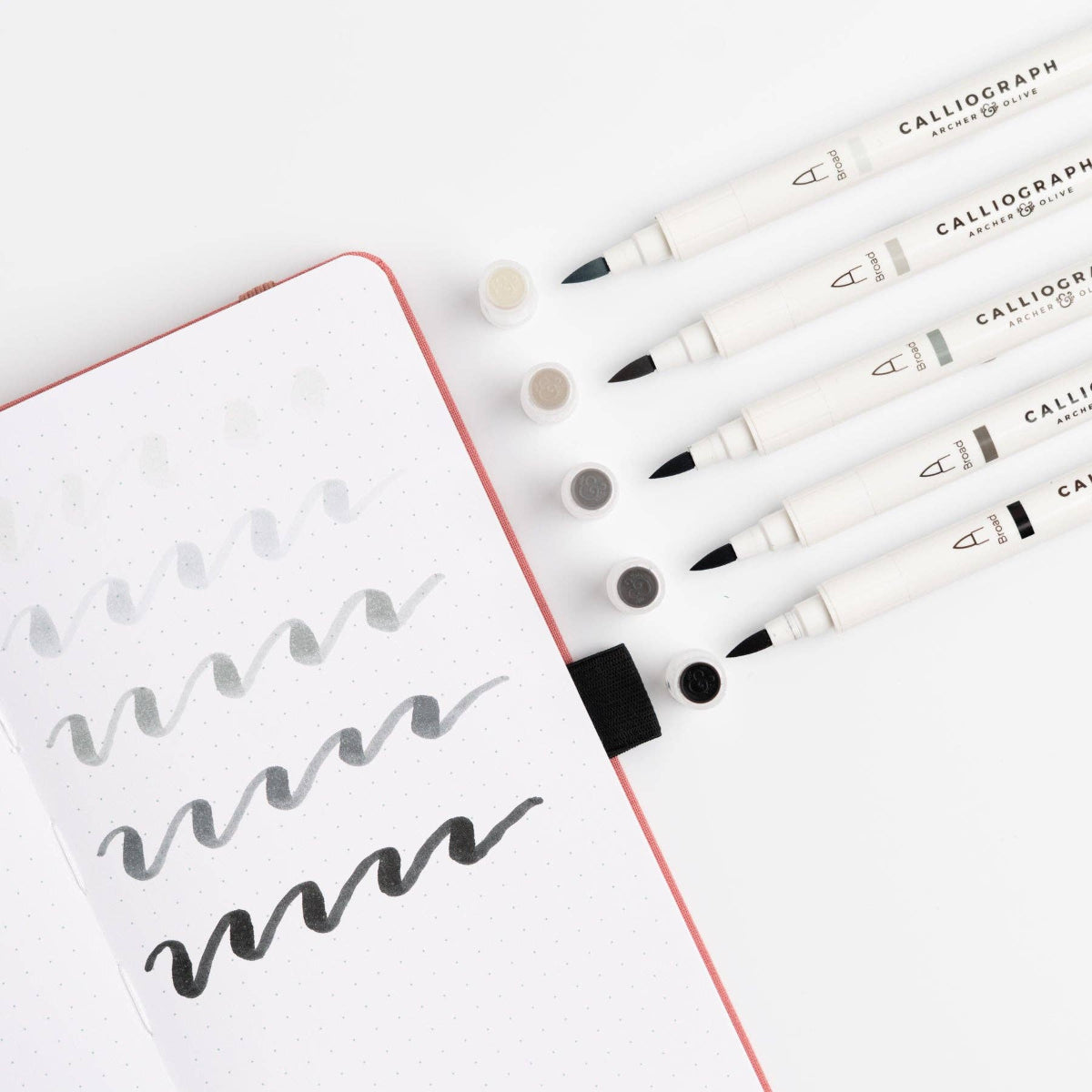Grayscale Calliograph Dual-Tipped Brush Pens | Set of 5