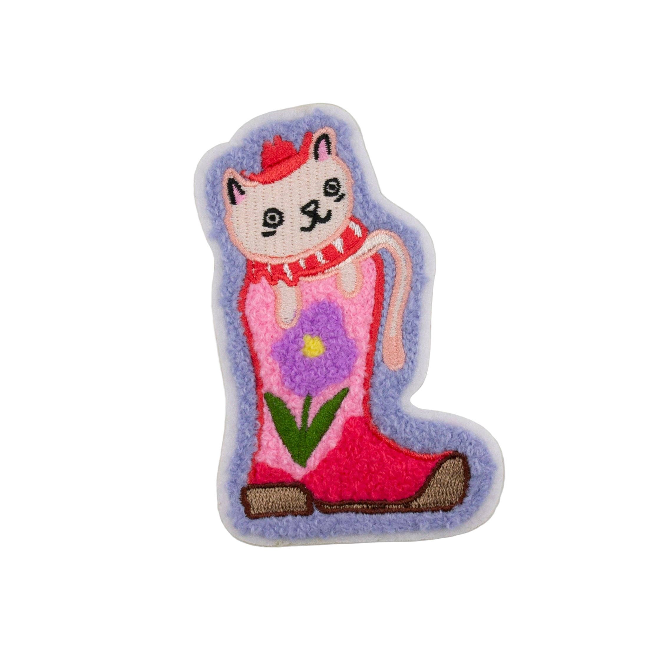 Cowboy Cat Chenille Woven Sticker Patch