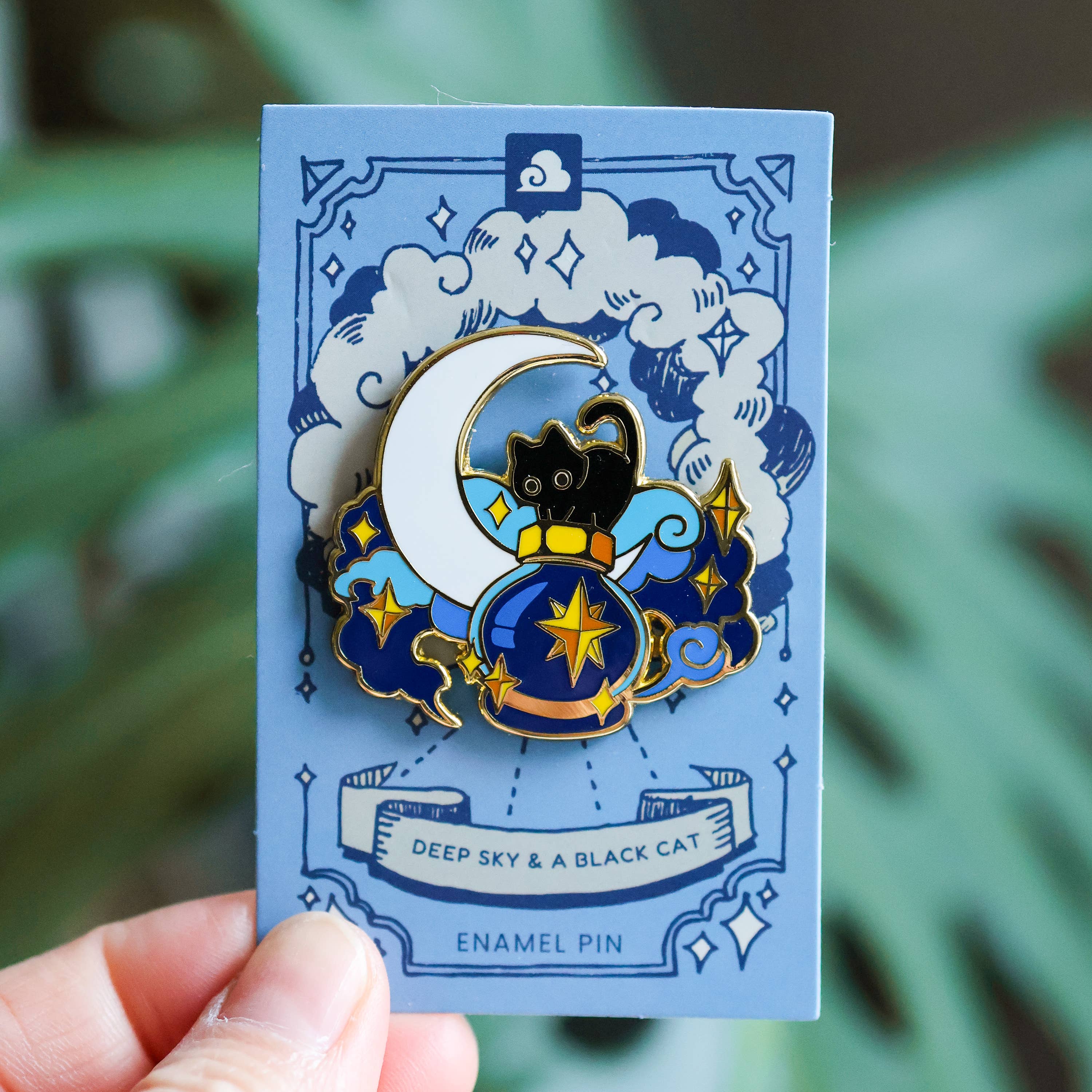 Deep Sky and a Black Cat Enamel Pin