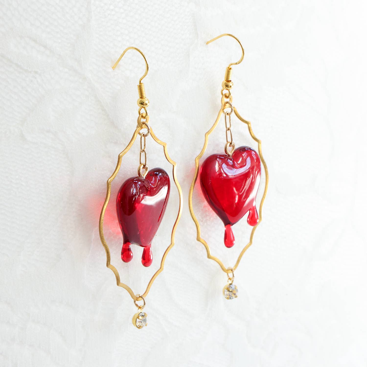 Melting Hearts + Baroque Brass Earrings