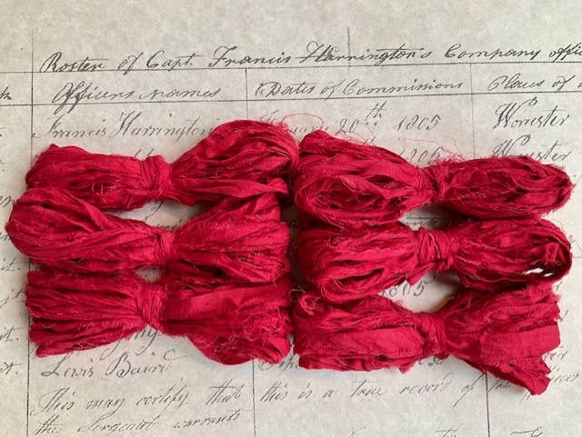 Red Torn Silk Sari Ribbon | 5yd